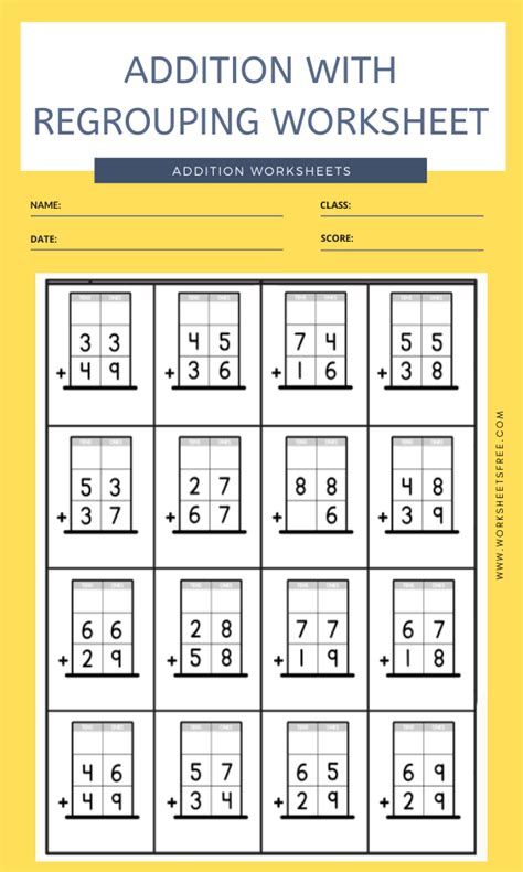 Addition With Regrouping Worksheet Worksheets Free