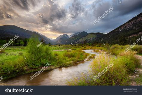 Rocky Mountains National Park Stream In The Foreground And Distant