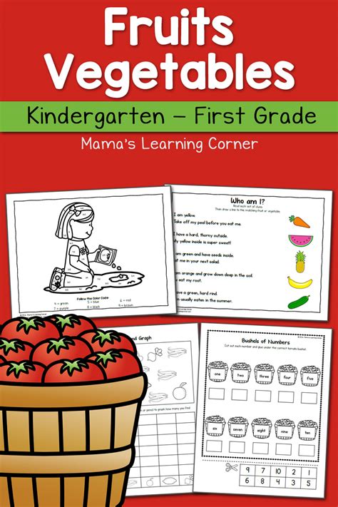 fruit  vegetable worksheets  kindergarten   grade mamas