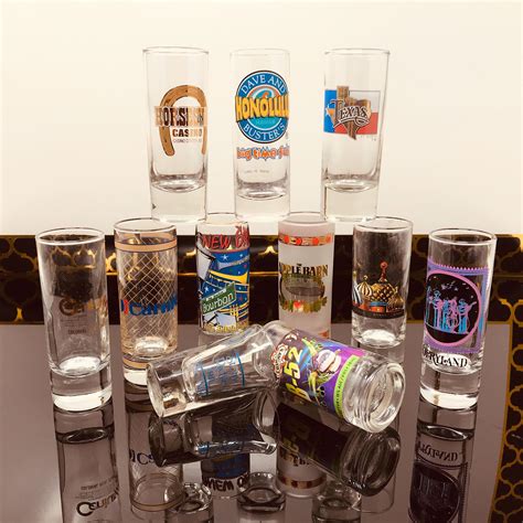 Double Shot Glasses Lot Of 11 Tall Colorful Shot Glasses Inv 72