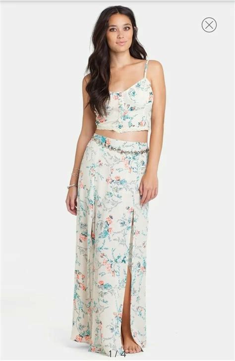 billabong dream escape top and maxi skirt set small condition is pre owned shipped with usps