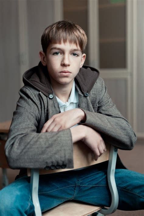Portrait Of Serious Teenage Boy In Class Stock Image Image Of Student