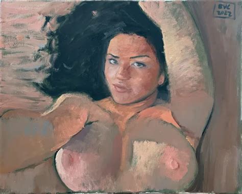 WOMAN NUDE PORTRAIT Impressionism Modern Oil Painting Original Signed