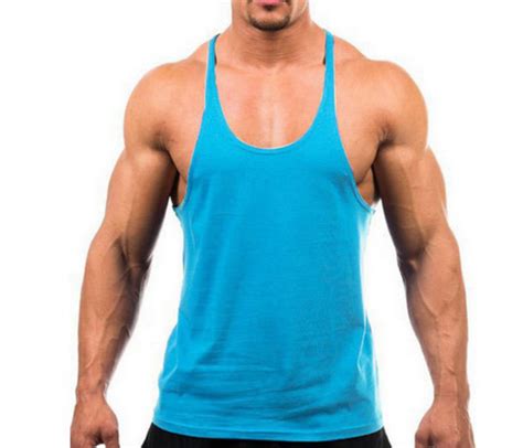 New Mens Plain Gym Vest Bodybuilding Muscle Stringer Vest Y Back