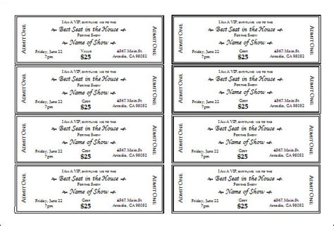 Admission Ticket Templates 4 Free Printable Templates