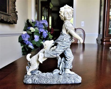 Vintage Jaimy Boy With Dog Sculpture Designed And Sculptured By Etsy