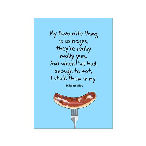 Sausages Rude Funny Poem Card Etsy