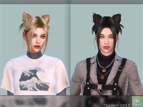 Cat Ear Buns Hair G95 The Sims 4 Catalog