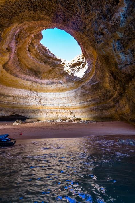 Famous Sea Cave At Benagil Beach In Algarve Portugal Stock Image