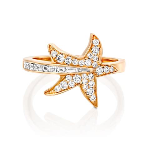 Star Diamond Ring 18k Rose Gold Jewelry T For Women Half Etsy
