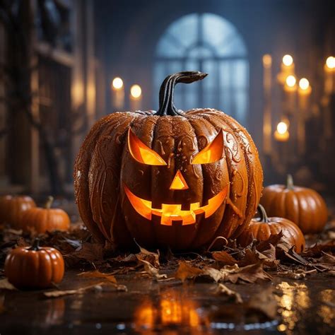 Premium Ai Image Photo Of Some Glowing Pumpkins For Halloween Celebration