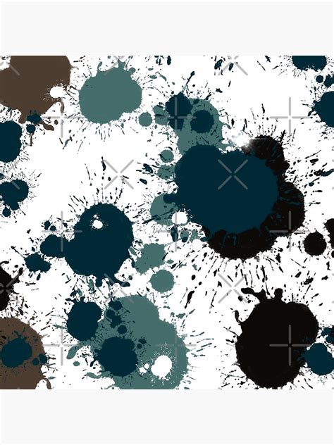 Teal Brown And Black Abstract Paint Splatter Design Poster By