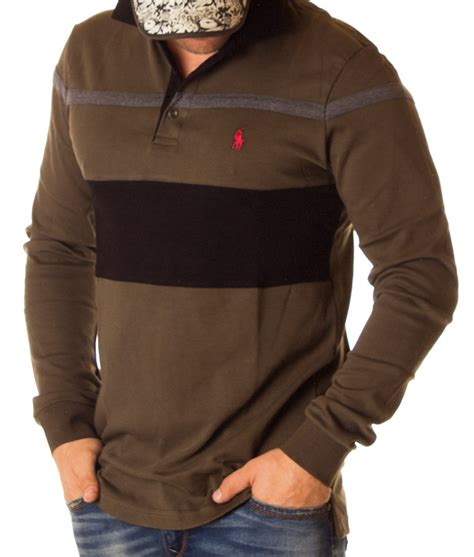 Crafted in 100% silk, the shirt is breathable and hangs beautifully in the body. Ralph Lauren Long Sleeve Polo Shirt Striped - Green | Long ...