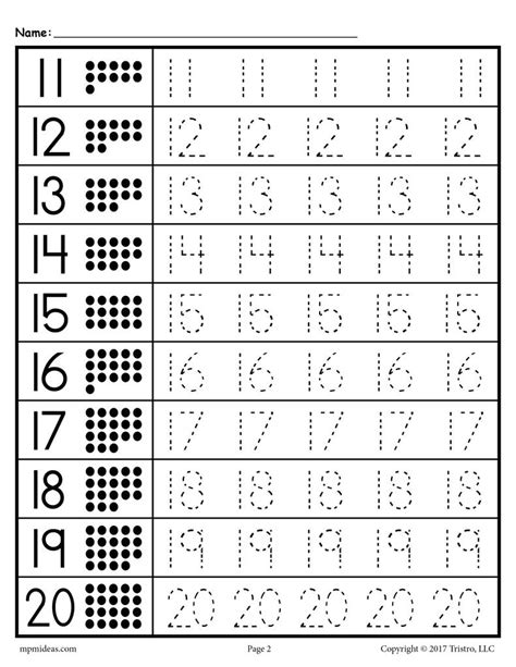 Tracing Worksheets Numbers 1 20 Supplyme