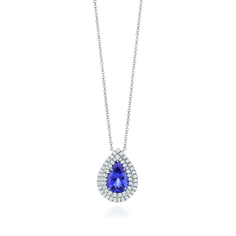 Tiffany Soleste Pendant In Platinum With A Pear Shaped Tanzanite
