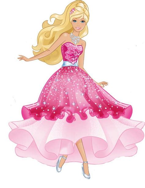The Barbie Doll Is Wearing A Pink Dress With Stars And Sparkles On Its