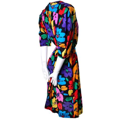 Vintage Dress By Emanuel Ungaro Parallele In Bright Floral Silk Print