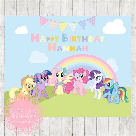 Custom Printable Pastel Rainbow My Little Pony Girl Party Bunting