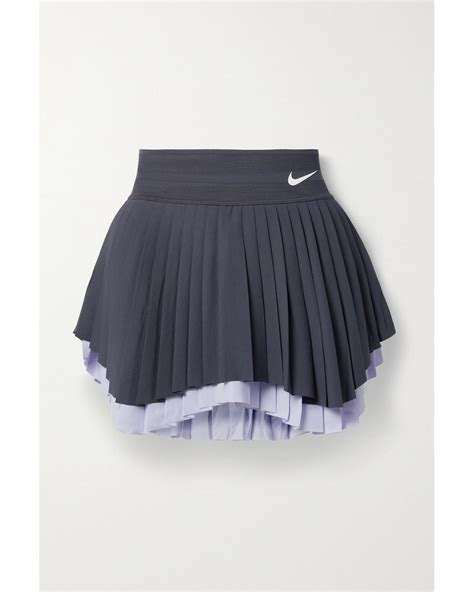 nike net sustain court slam mesh trimmed pleated recycled dri fit tennis skirt in blue lyst