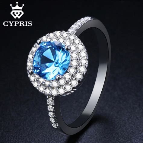 Blue Stone RING Luxury Silver Color White Gold Durable Ring Cz Novelty Hot Finger Women