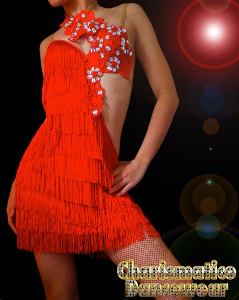 Latin Ballroom Dance Dresses Custom Red Samba Cha Cha Fringe Crystal Salsa Latin Dance