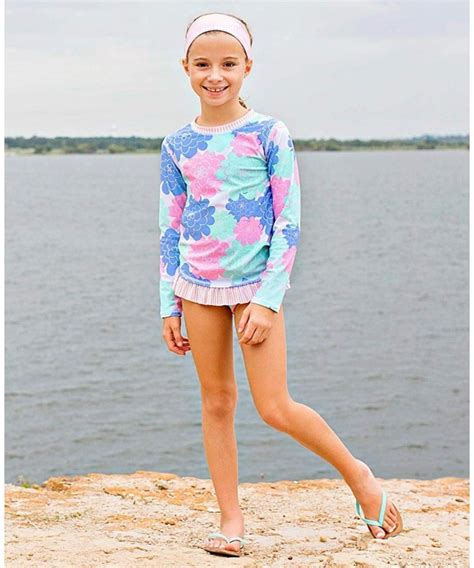 Little Girls Rash Guard 2 Piece Swimsuit Set Long Sleeve Bikini With