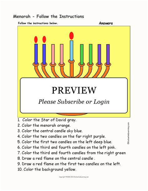 Menorah Follow The Instructions Enchanted Learning