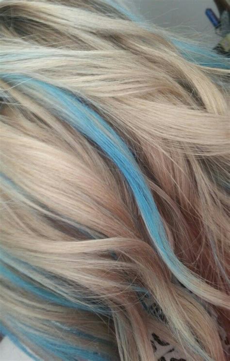 Blonde Hair With Blue Highlights Blue Hair Highlights Blonde Hair