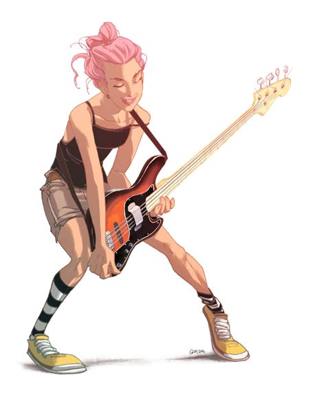 artstation bass girl guillaume poitel guitarist art art poses guitar drawing