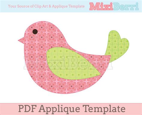 Free Felt Craft Patterns Bird Applique Template Pdf By Mixiberri On