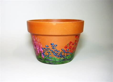 Hand Painted Flower Pot Terra Cotta Flower Pot Painted