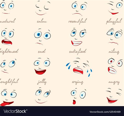 emotions cartoon facial expressions set royalty free vector