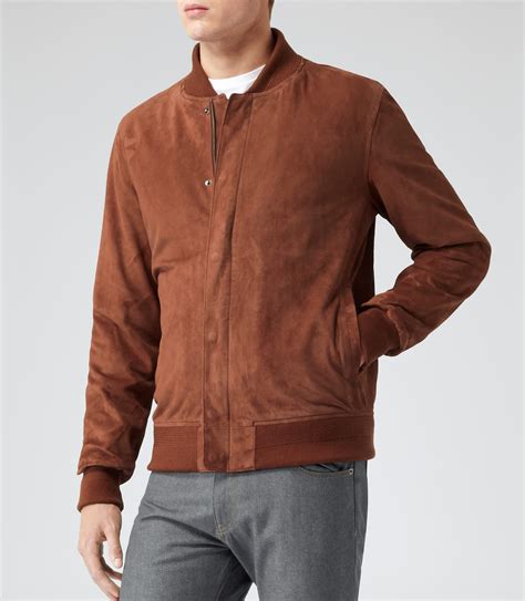 Lyst Reiss Madson Suede Bomber Jacket In Brown For Men