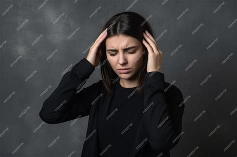 Premium Ai Image A Woman Holding Her Head In Her Hands