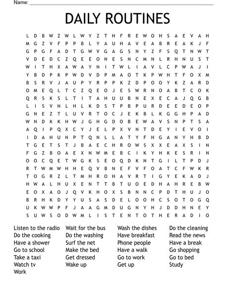 Daily Routines Word Search Wordmint Daily Routines Wordsearch