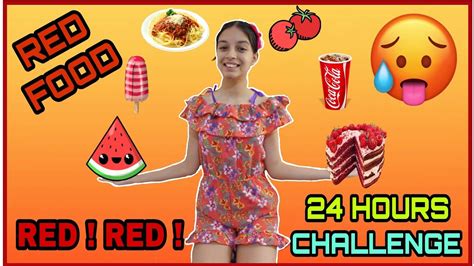 Eating Only Red Food For 24 Hours Challenge Shriyahood Youtube
