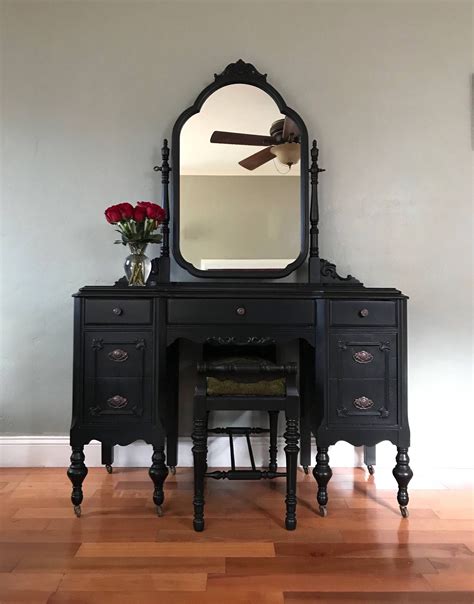 Sample Piece Only Black Antique Makeup Vanity With Mirror Etsy