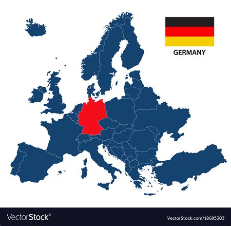Map Of Europe With Highlighted Germany Royalty Free Vector