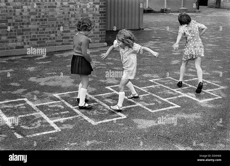 Primary School Playground Girls Playing Hopscotch South London 1970s
