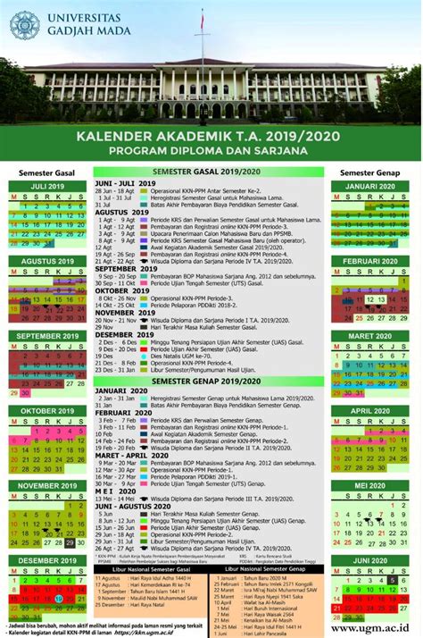 Click here for a pdf version of this calendar. Brilian Aulia A: Kalender Akademik 2019/2020