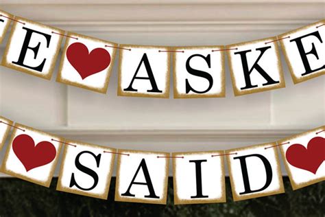 He Asked She Said Yes Sign Rustic Wedding Banner Photo Prop Etsy