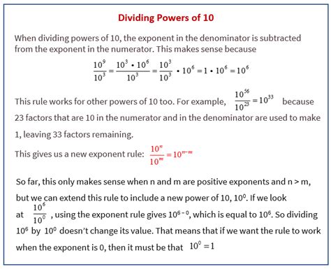Dividing Powers Of 10