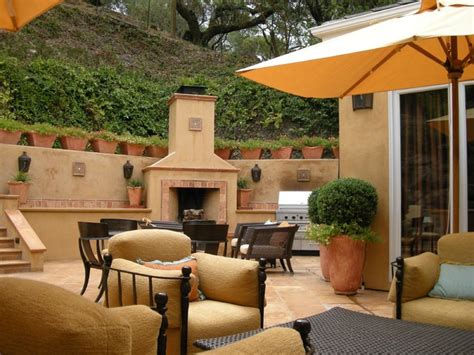 Integrated Outdoor Fireplace And Kitchen Mediterranean Patio San