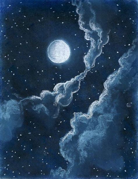Moon Stars Gallery Pw Clouds Drawing By Dheshwin Sky Art Soft Pastel