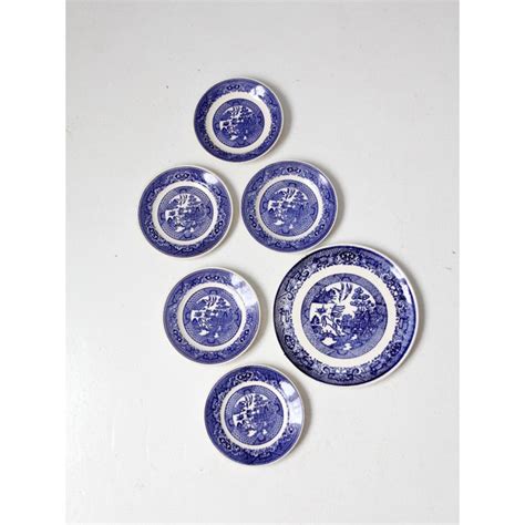 Vintage Blue Willow Plates Set Of 6 Chairish