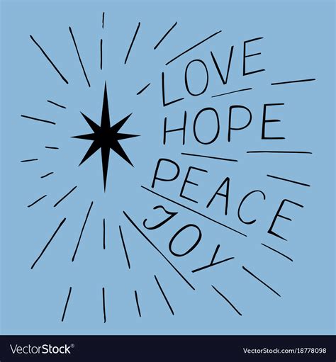 Hand Lettering Love Hope Peace Joy With Star Vector Image