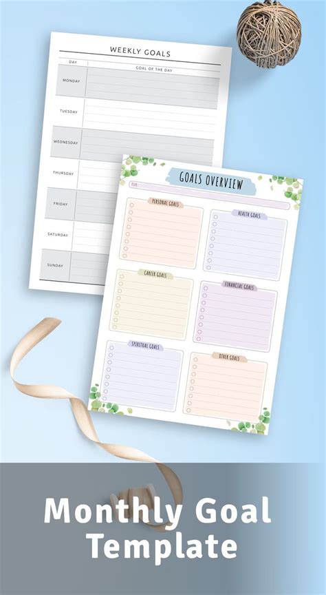 Monthly Goal Planner With Action Steps Printable Goal Setting Etsy