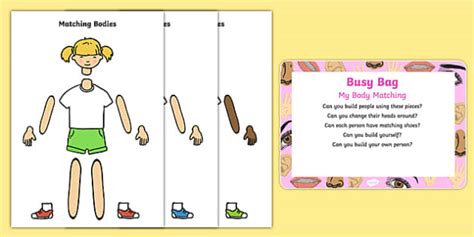 My Body Matching Busy Bag Prompt Card And Resource Pack
