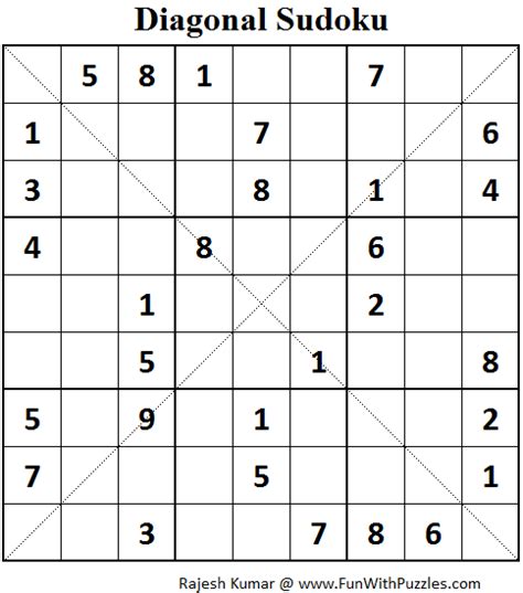 It can be filled with letters of hexadecimal characters. Diagonal Sudoku (Fun With Sudoku #75) | Sudoku puzzles ...
