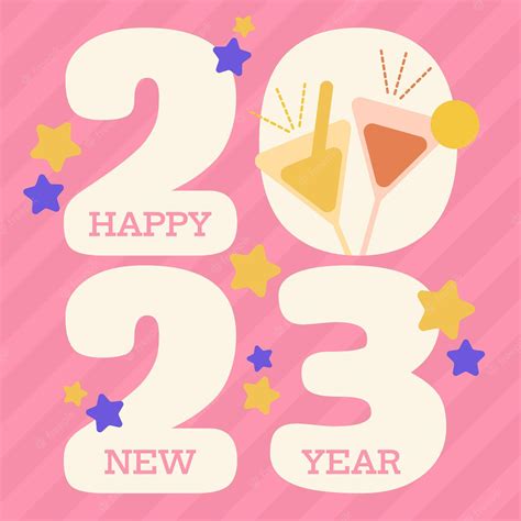 Saludos Rosa Feliz Año Nuevo 2023 Con Patrón De Estrellas Y Rayas